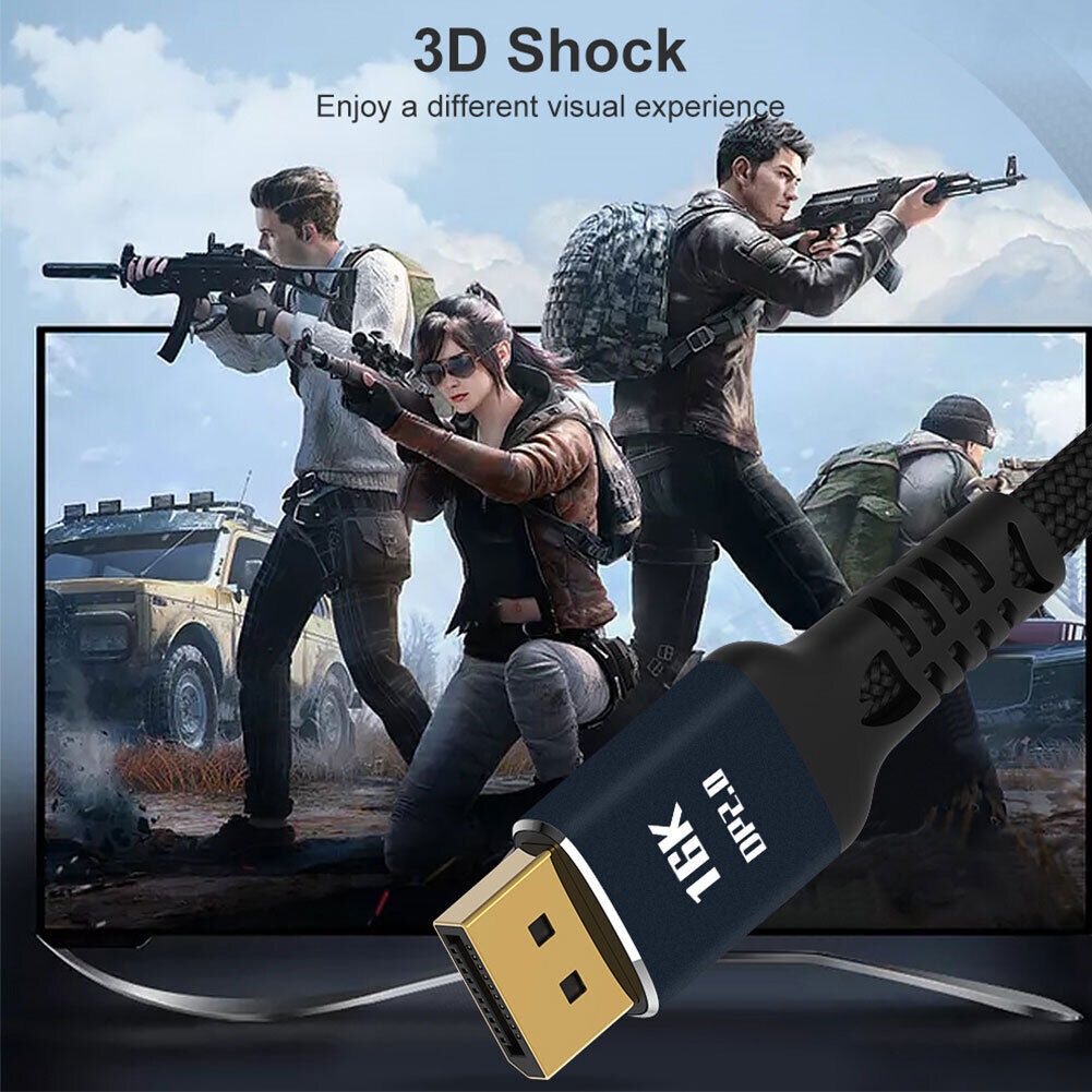 1m DisplayPort 2.0 Male Braided Cable 16K 60Hz 10K 60Hz HD Video DP Adapter