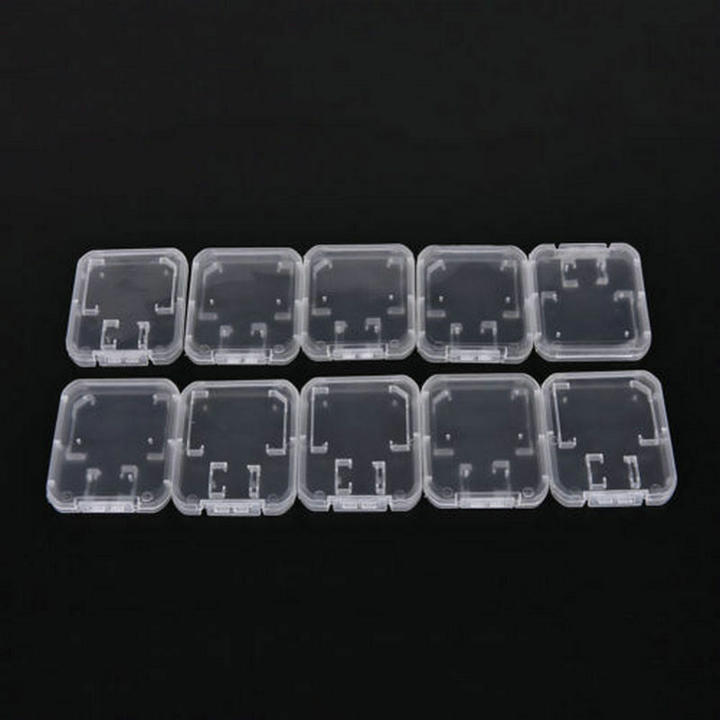 10PCS Transparent Standard SD SDHC Memory Card Cases Holder Box Storage Plastic
