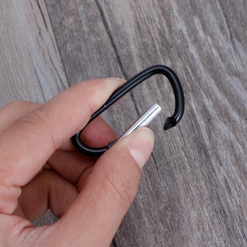 10PCS Black D Carabiner Camp Spring Snap Clip Hook Keychain Climbing Hiking