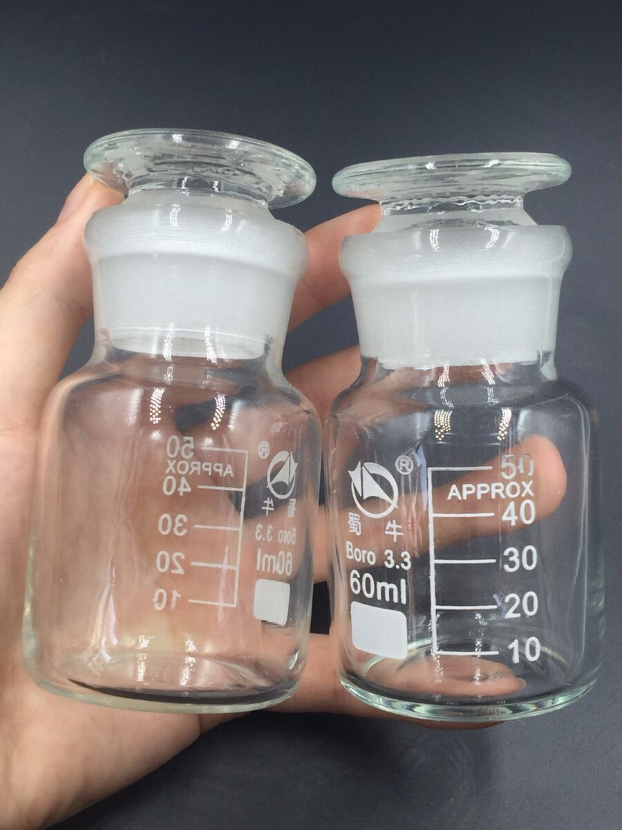 60ml Clear Glass Reagent bottle,Wide mouth,with ground stopper