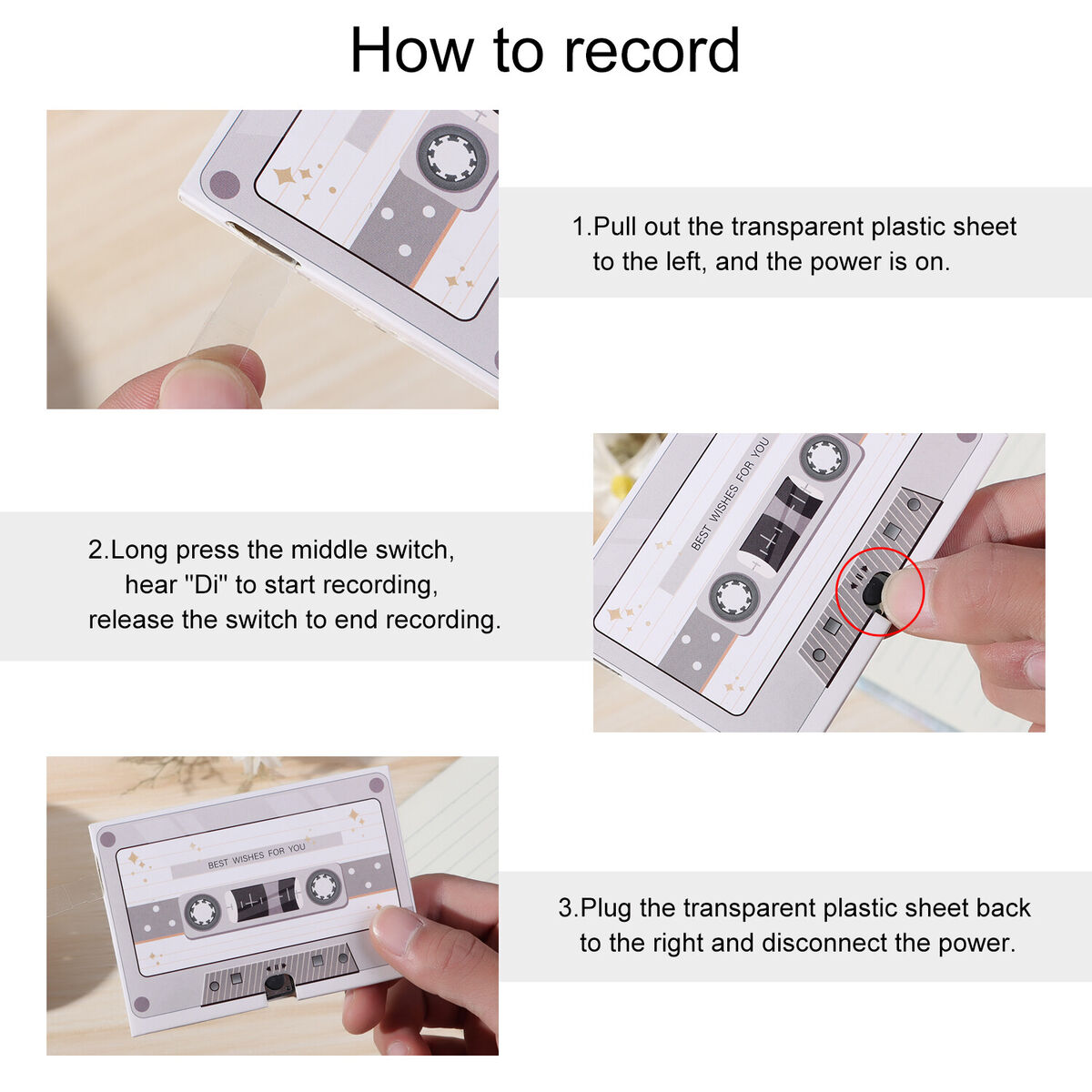 Audio Cards Recordable Greeting Card Personalized DIY Greeting Cassette Tape