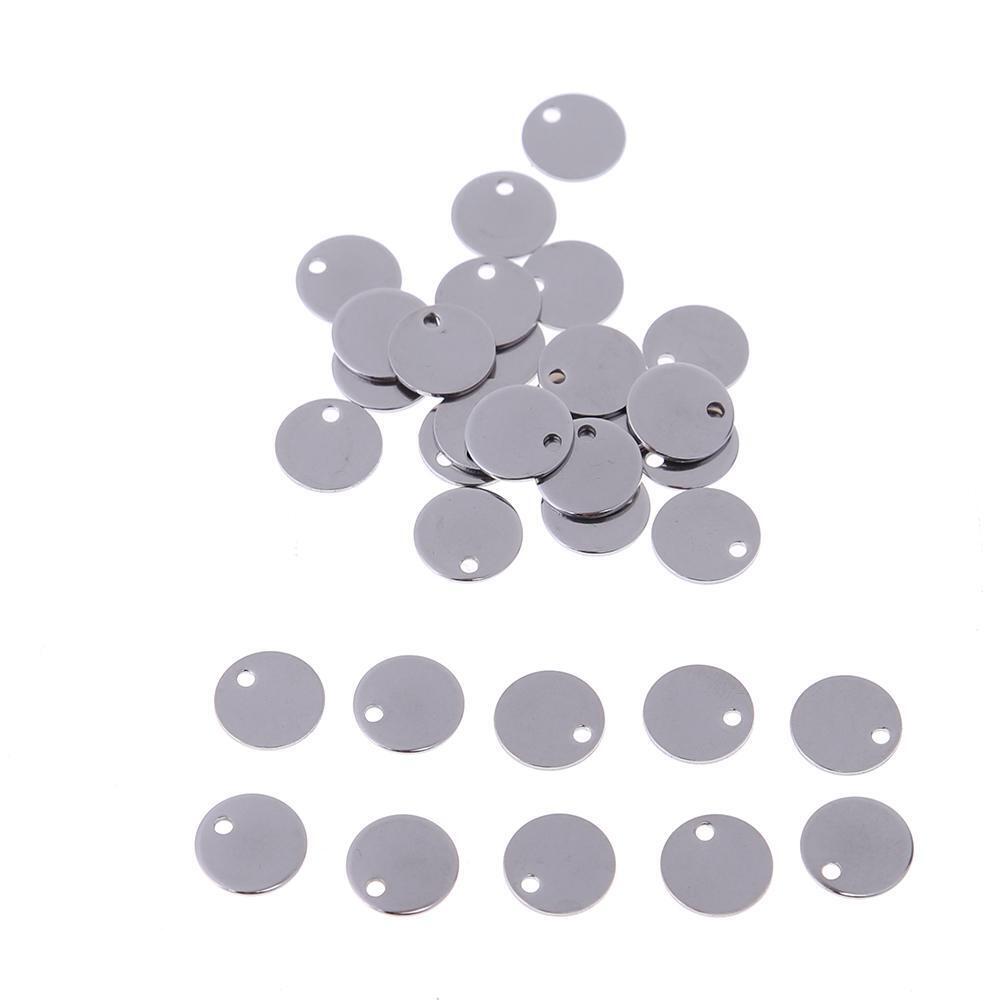 100pcs Round Tags Stainless Steel Stamping Blanks Charm Pendant DIY Jewelry