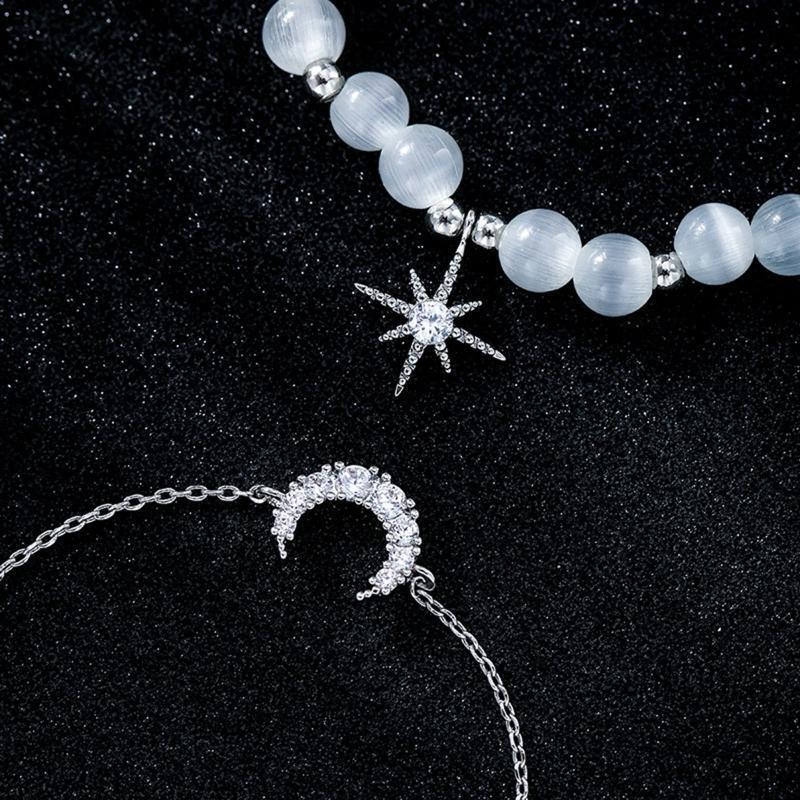 2x Star Moon Beach Bracelet for Women Girls Chain Beaded Wirstband Jewelry