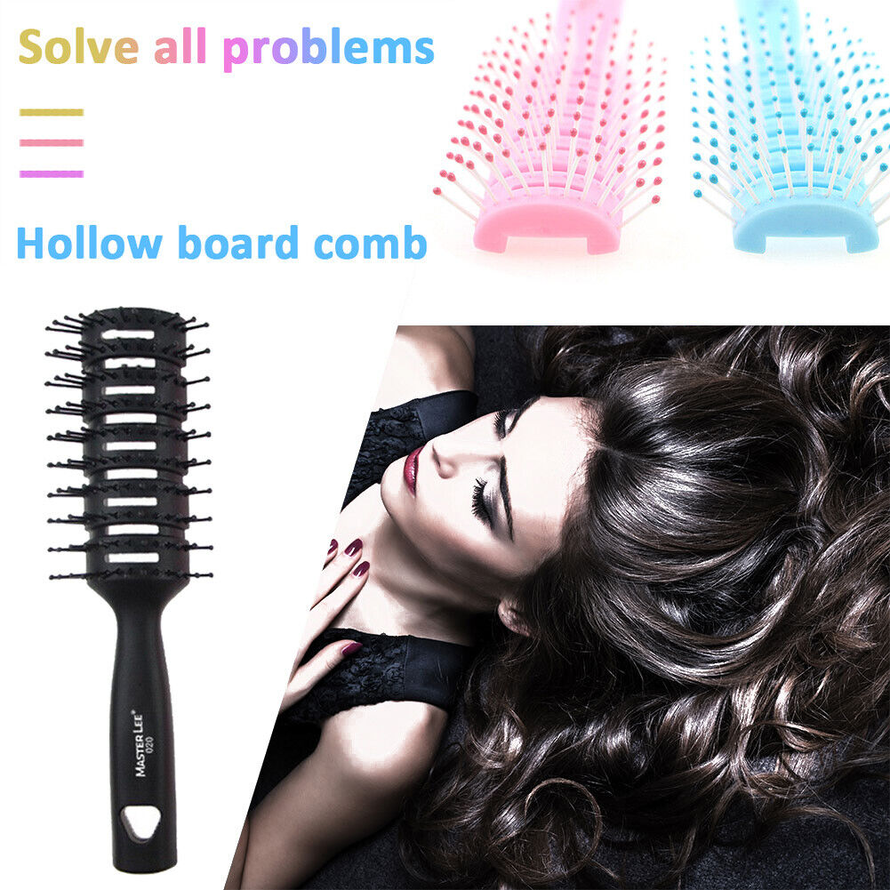 Hollow Massage Comb Anti-Static Wet Dry Scalp Styling Hair Brush (Black)