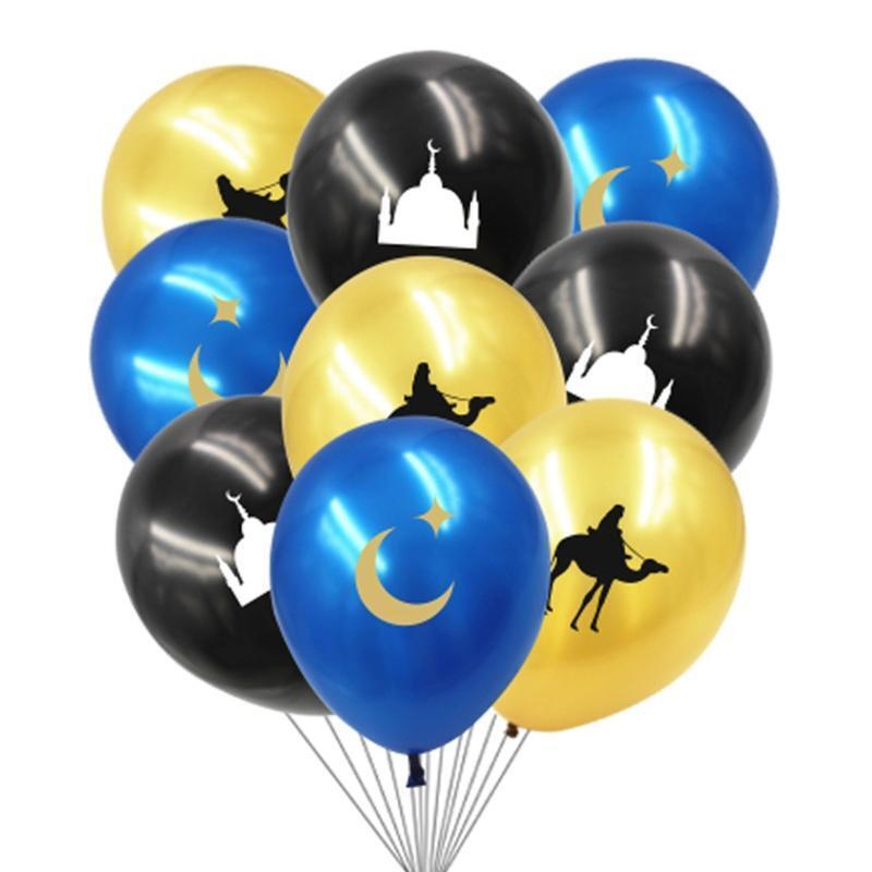 Eid Mubarak Banner Cake Topper Cupcake Stakes Balloons Set Party Decoraion