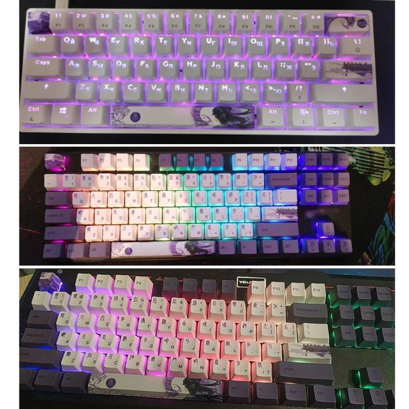 Five Sides Over Dye-subbed 6.25u Spacebar Keycaps Tang Dynasty Profile Standard