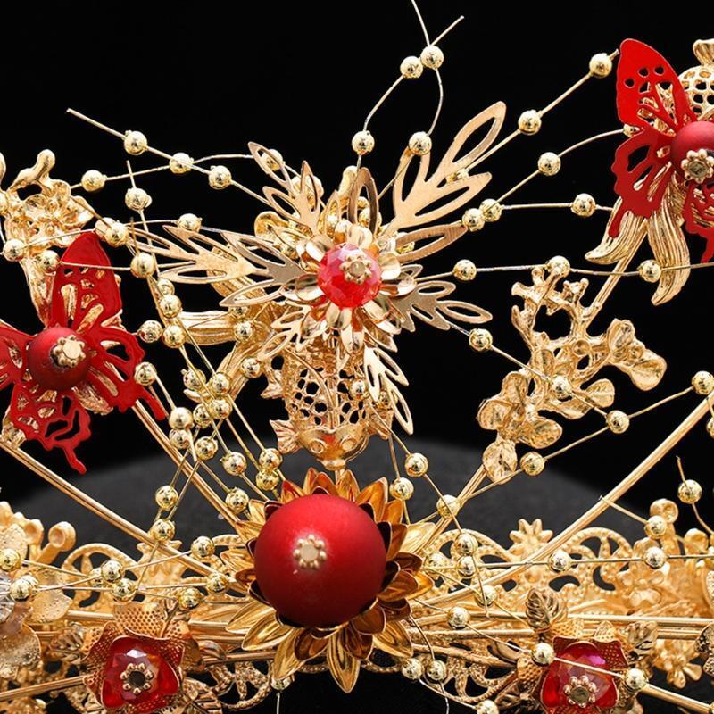 Women Girls Dress Jewelry Set Chinese Classical Tassel Floral Headdress Earrings