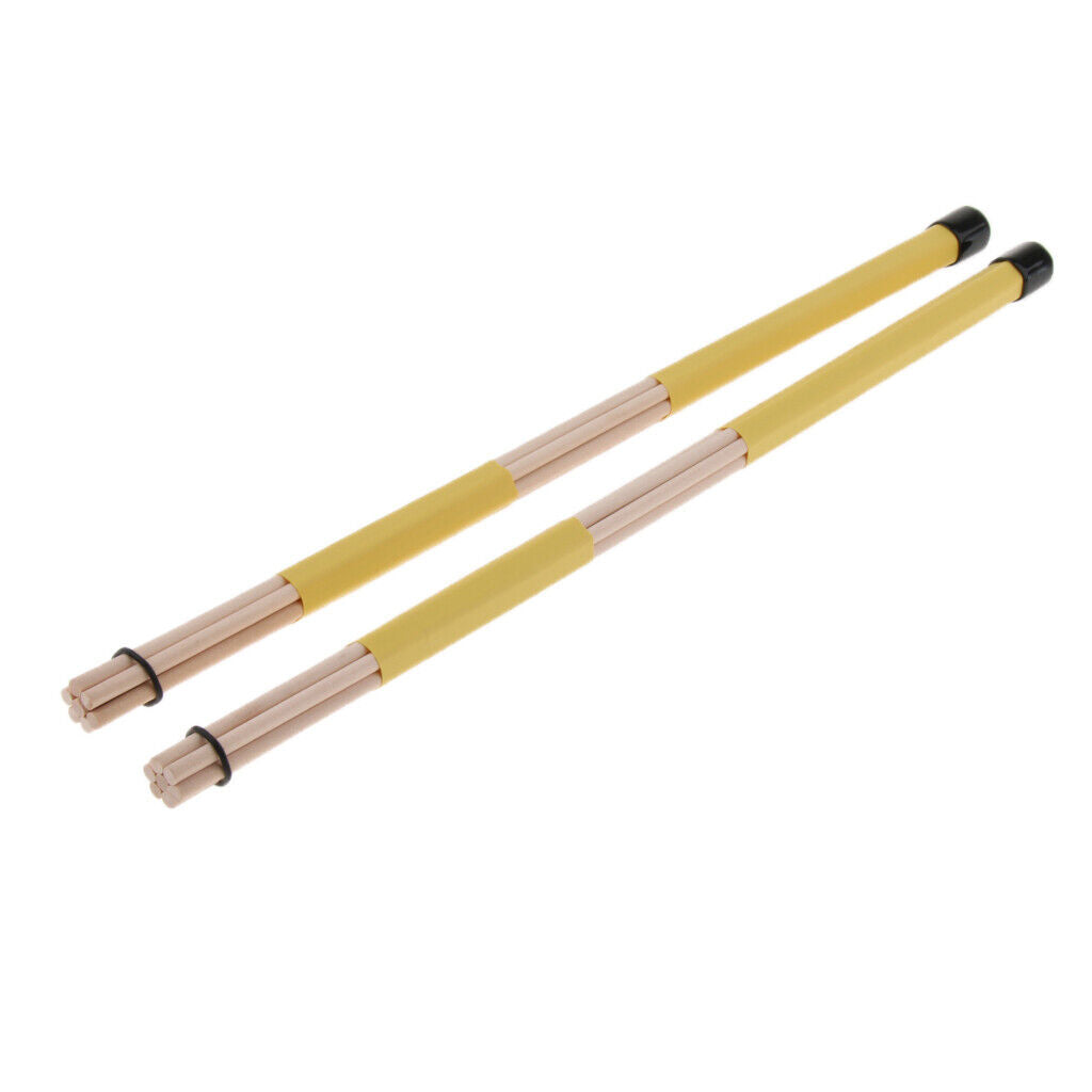 Pro Wooden Drumsticks Brushes Drum Sticks Rod for Drummer Yellow