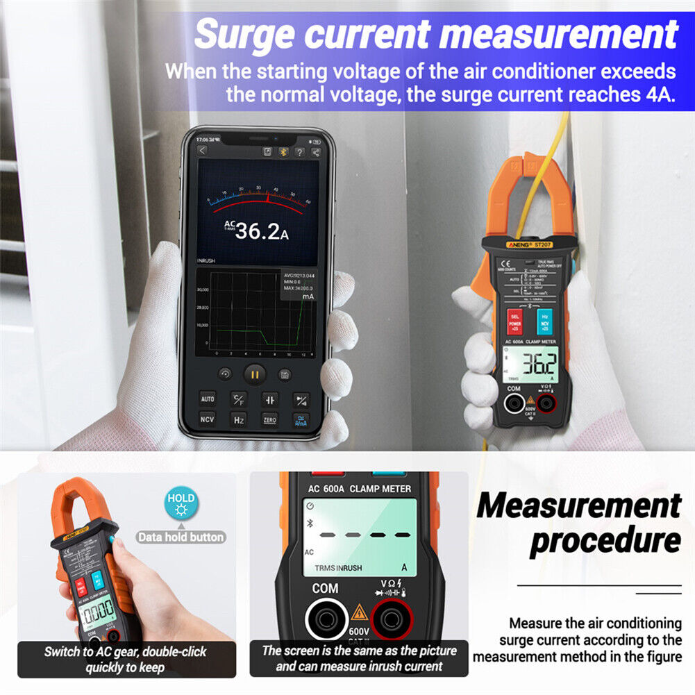 Digital Bluetooth-compatible Multimeter Clamp Meter 6000 Count Voltage Test