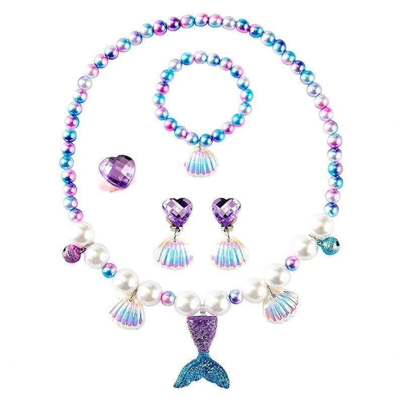 Fish Tail Necklace Bracelet Ring Earrings Set Jewellery Cute Gift for Girl