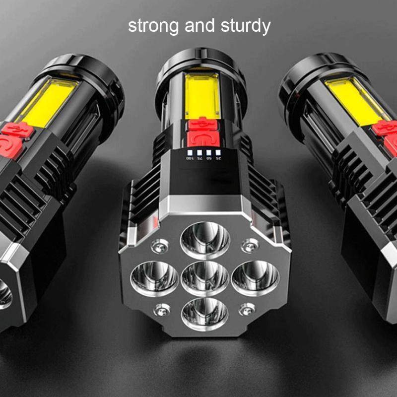 4 Modes Bright Handheld Flashlight w/ COB Side Light Portable Flashlight Camping