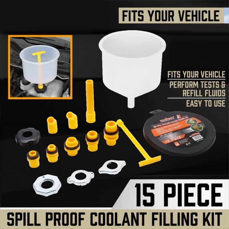 No Spill Coolant Filling Funnel Kit with Coolant Tester Bleeding for Refilling