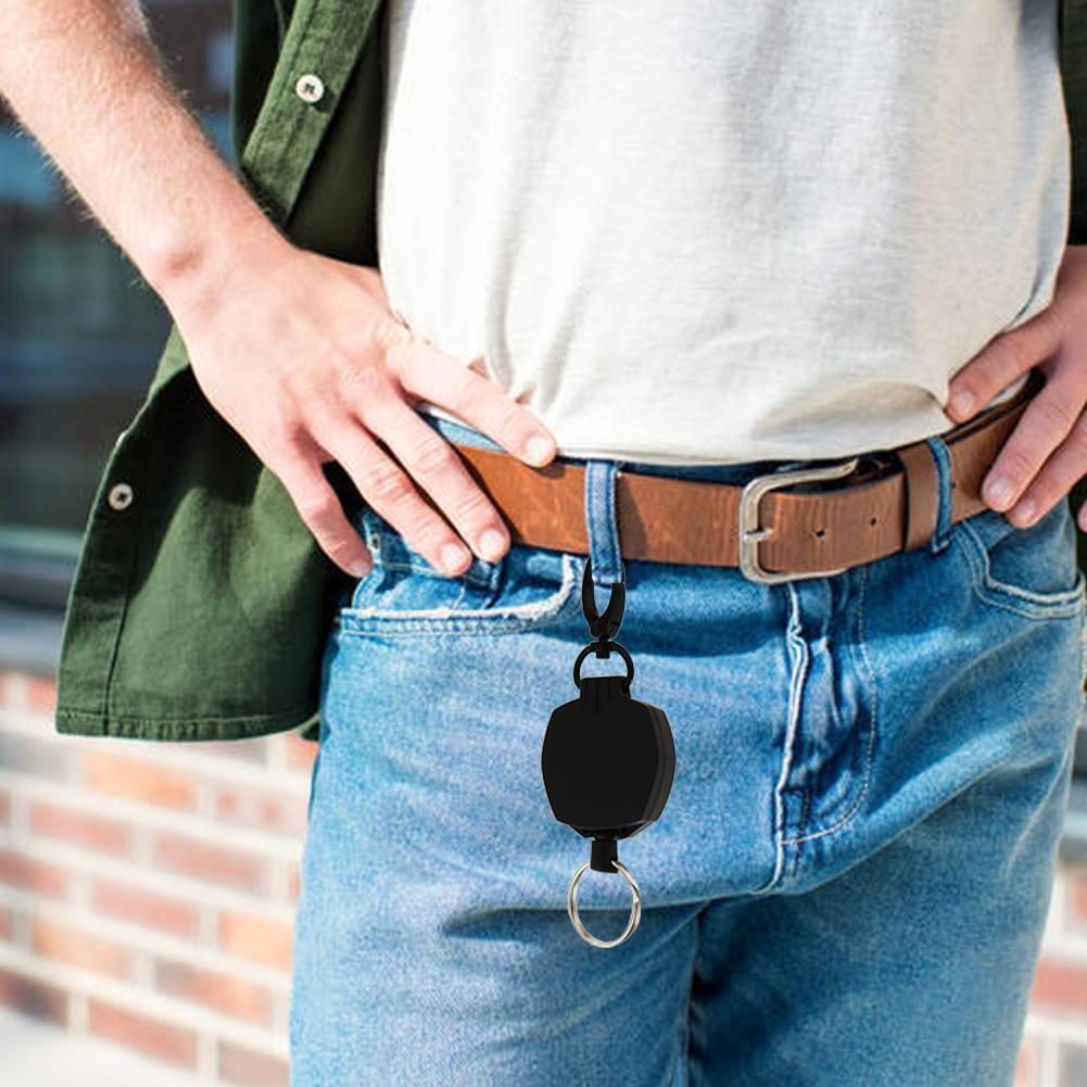 Resilience Steel Wire Elastic Keychain Recoil Retractable Key Ring (Square)