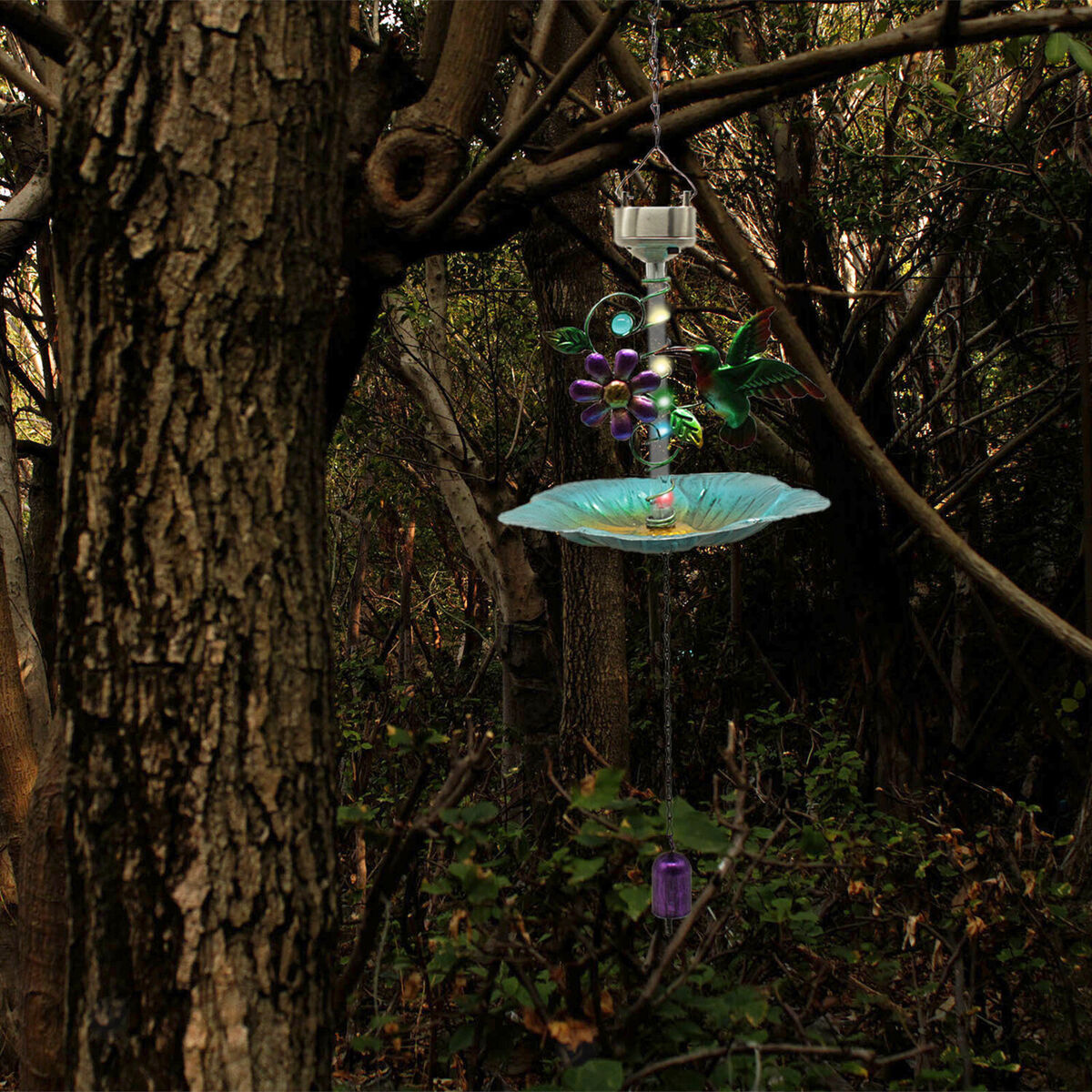 Solar Bird Feeder  Hanging Outdoor Patio Decoration Ornament Yard Lawn