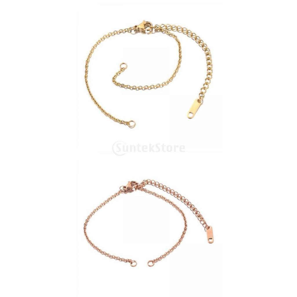 2 Pieces Necklace Extension Tail Chain with Lobster Clasps Bracelet Rose