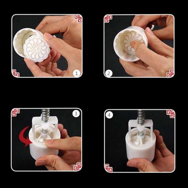 50g Plastic Material Mooncake Mold Fruit Shaped Stamps Moon Cake Moulds for DIY