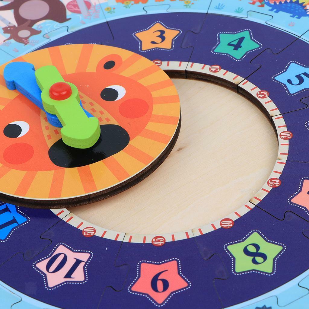 Wooden Jigsaw Puzzle Clock Teaching Clock Blocks  Educational