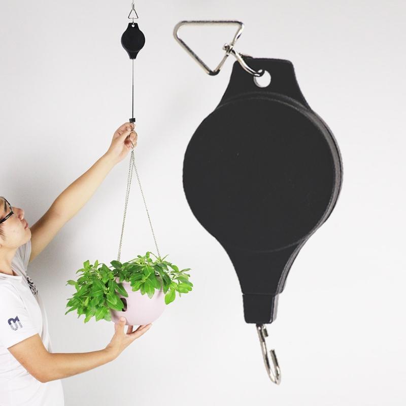 Retractable Hanging Basket Pulley Flower Plant Pot Pull Down Hanger Garden Tool