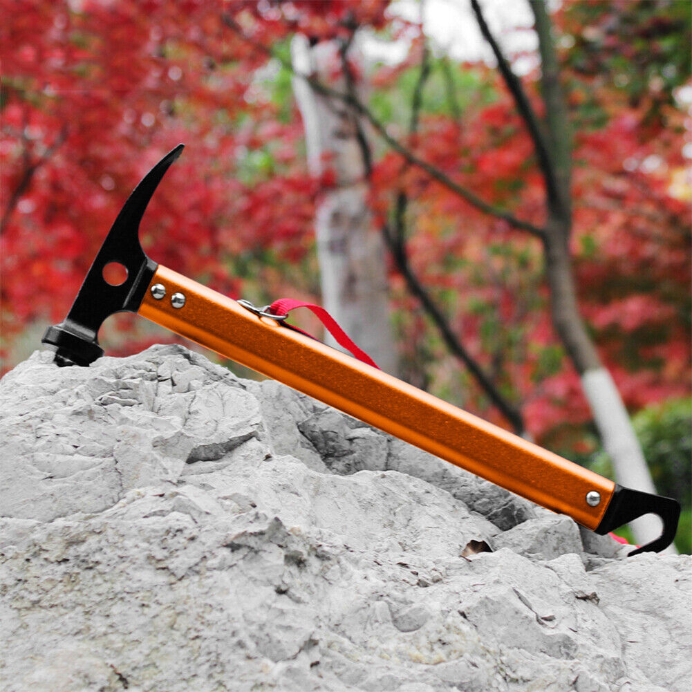 Outdoor Camping Tent Peg Hammer Steel Hiking Stakes Nail Puller (Orange)