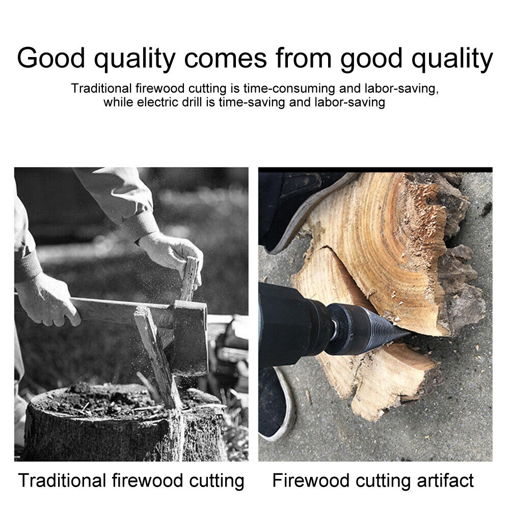 32mm Firewood Splitter Drill Bits Cutting Wood Cone Twist Auger (Round)