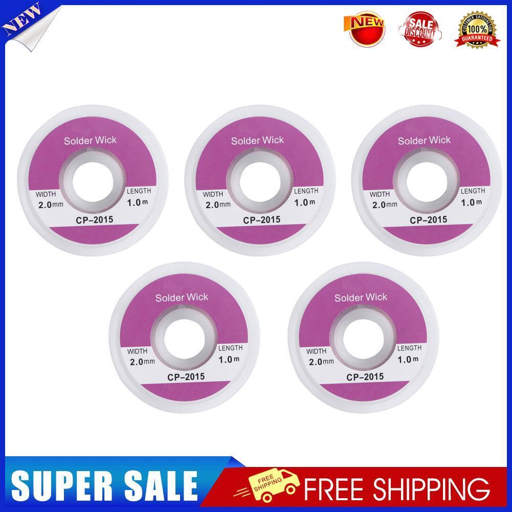 5pcs 1m 2.0mm Desoldering Braid Solder Remover Sucker Flux Wick Cable