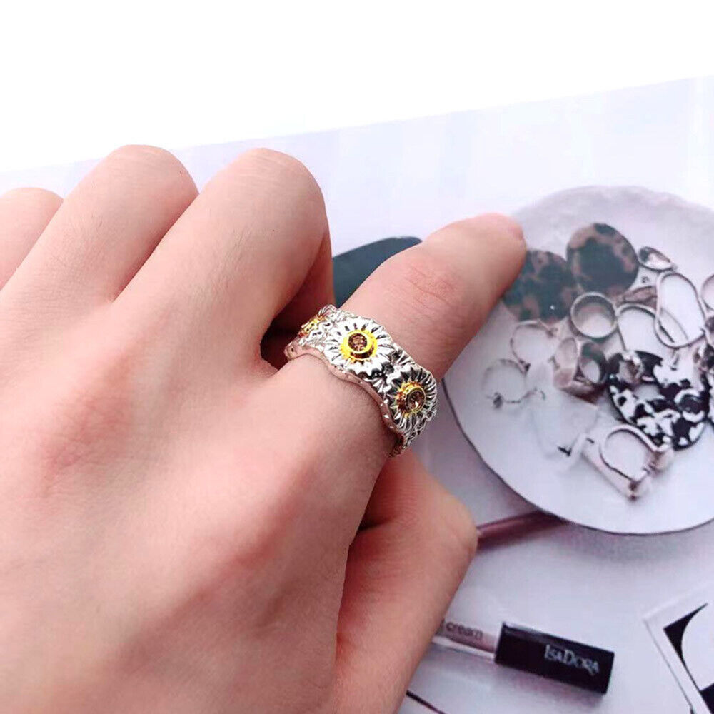 Adjustable Open Fashion Jewelry Rings For Women Wedding Daisy Rings Flower Ring