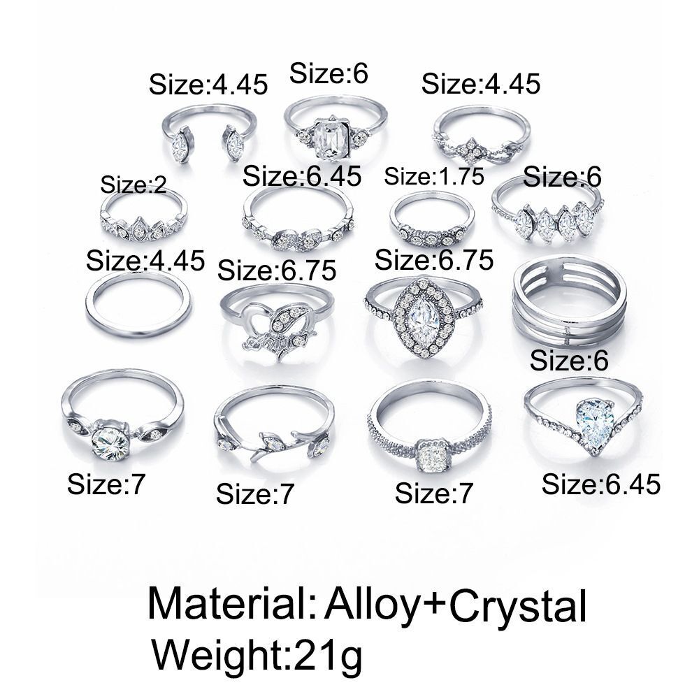 Fashion Jewelry Women Hollow Heart Boho Finger Ring Leaves Flower Rings Set