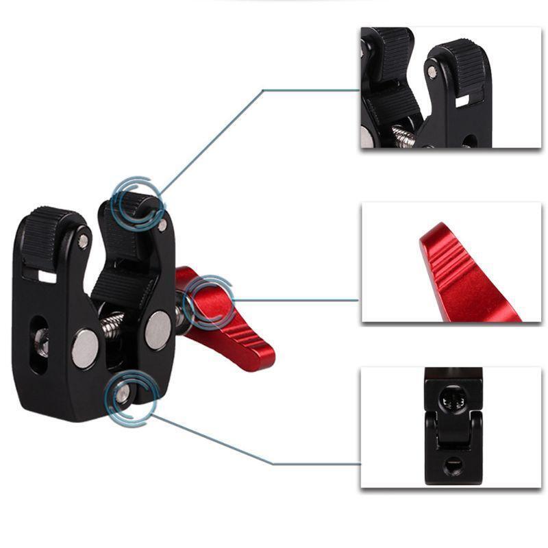 Red Knob Crab Claw Magic Arm Clamp with Mini Friction Magic Arm Multi-Function