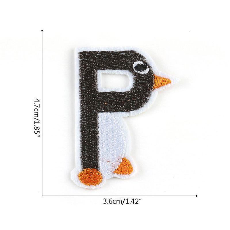26Pcs/set Animal Alphabet Letter Patches Embroidered Iron On Patch Clothes Decor
