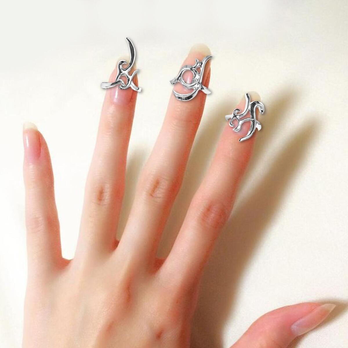 3x Fingernail Opening Rings Fashion Nail Decoration for  Party Gift