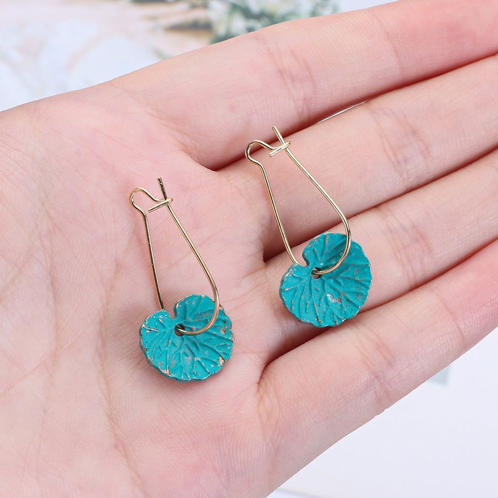 Jewelry Green Party Non-Contrasting Lotus Earrings Aesthetic Exquisite Leaf