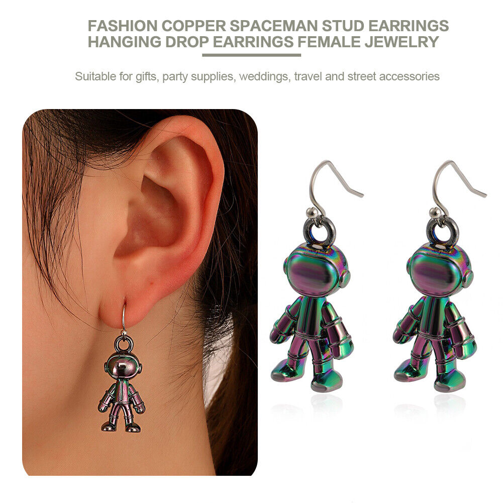 Fashion Copper Spaceman Stud Earrings Hanging Drop Earrings Female Jewelry