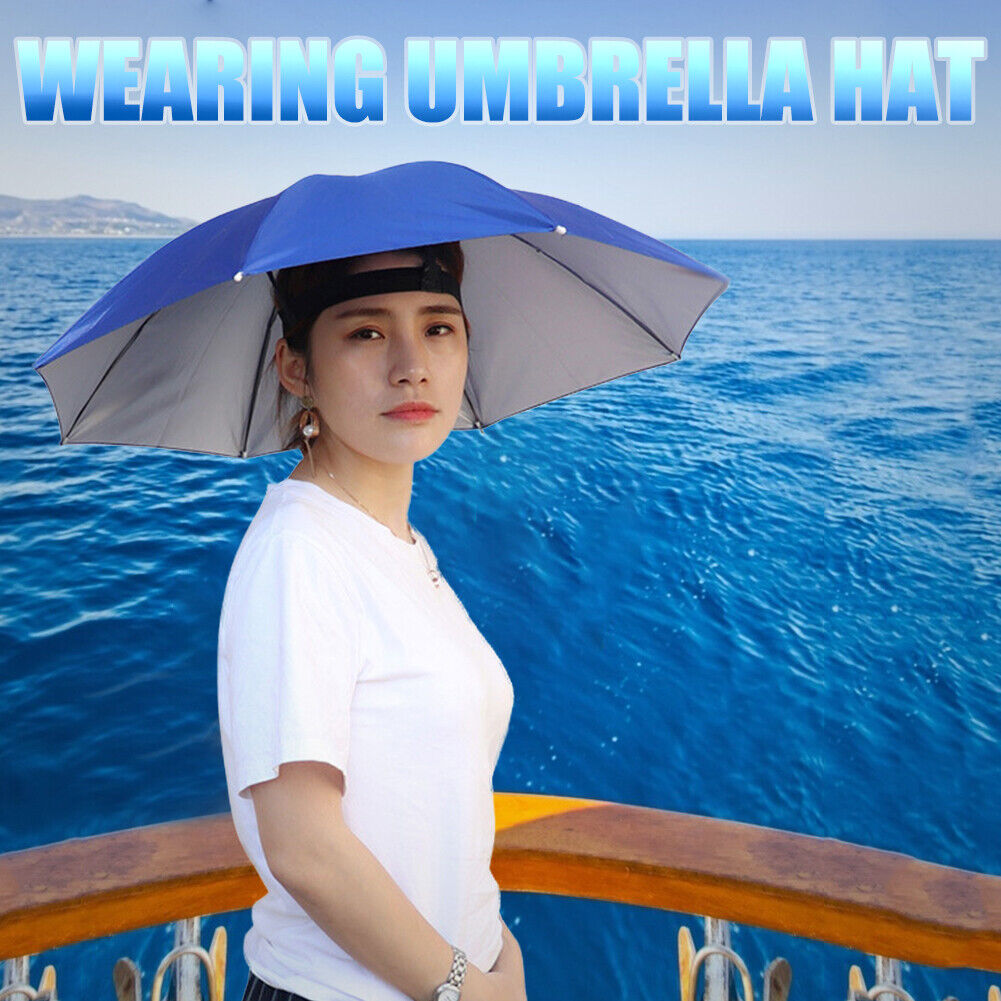 Outdoor Fishing Cap Portable Anti-Rain Anti-Sun Head Umbrella Hat (Blue)