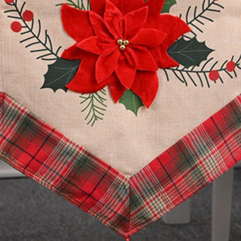 Merry Christmas Table Runner  Red Flower Indoor Outdoor Home Party Decoration