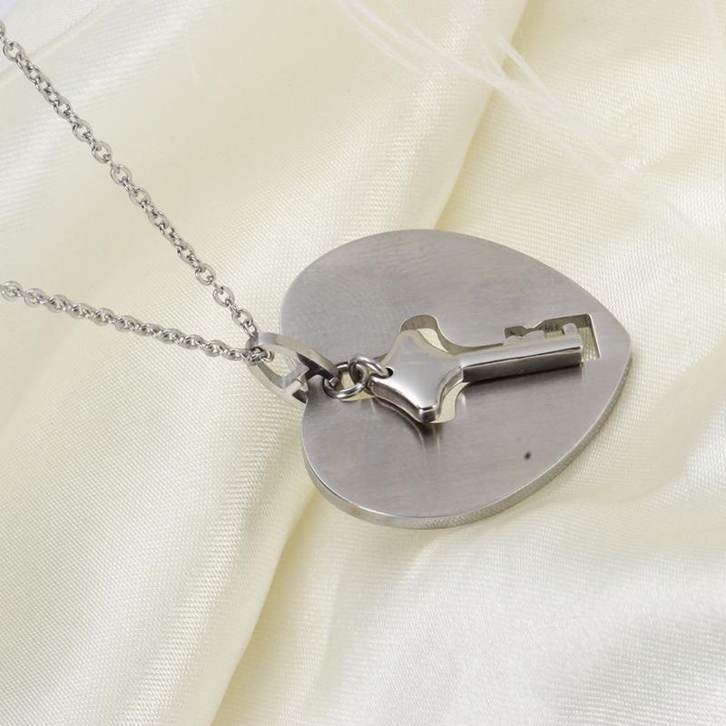 Couple Jewelry Bracelet Love Heart Lock Bracelet Key Pendant Necklace Set