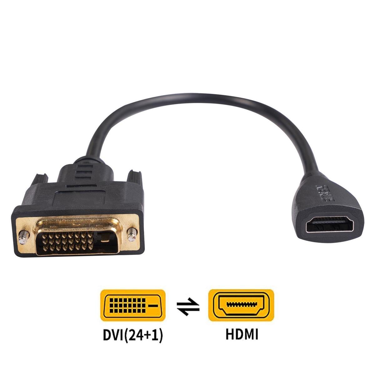 DVI to HDMI Adapter Video Adapter Extension Cable for Display Monitor Accs