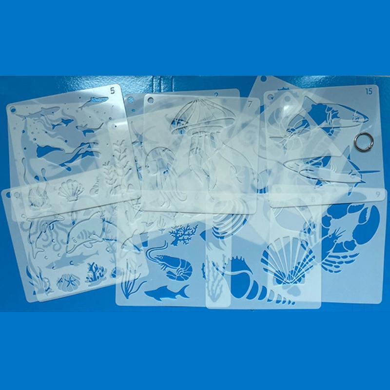 16 Pcs Big Marine Life DIY Layering Stencils Painting Album Decorative Template