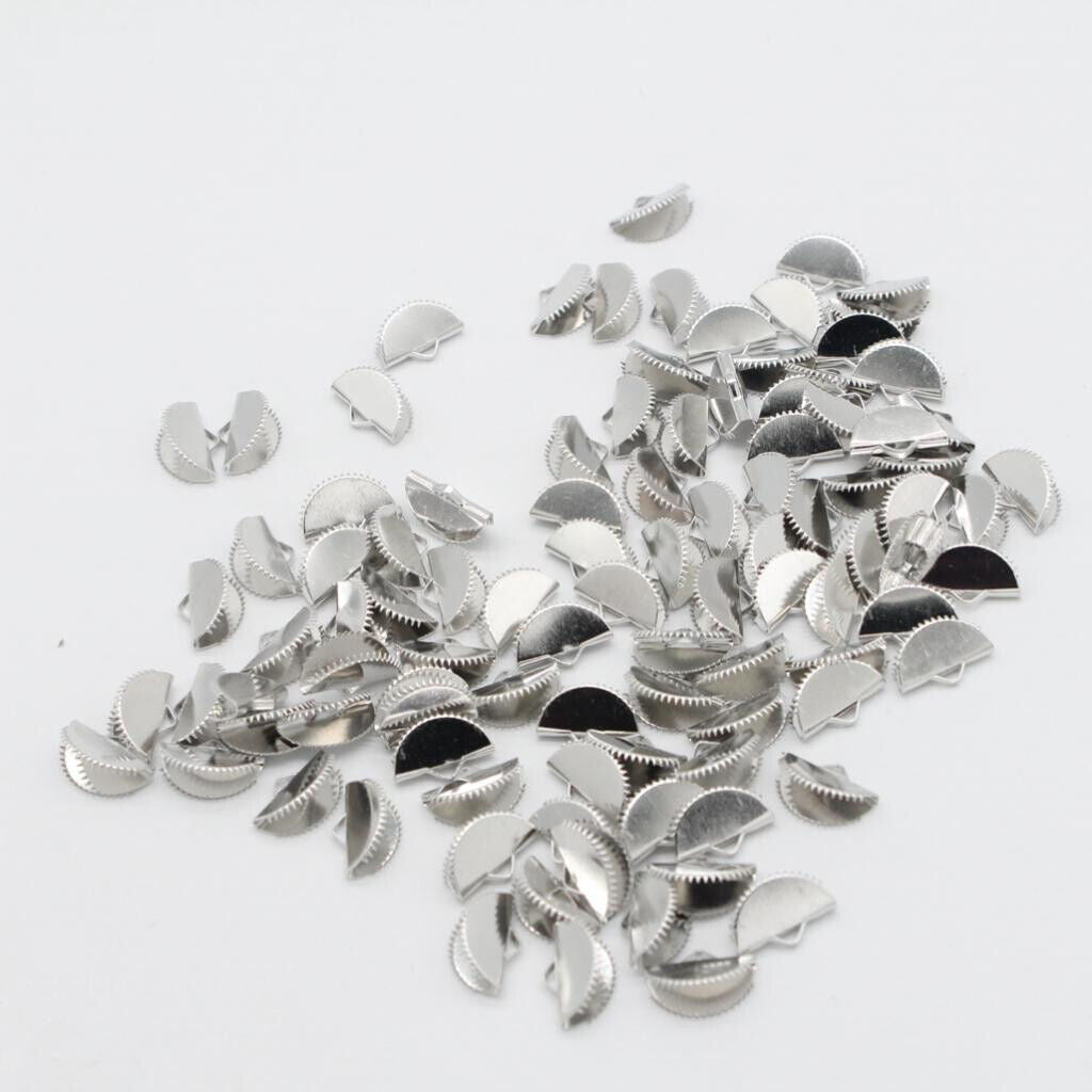 100pcs Semicircular Ribbon Crimp End clip and clamp Belt Tip Connectors