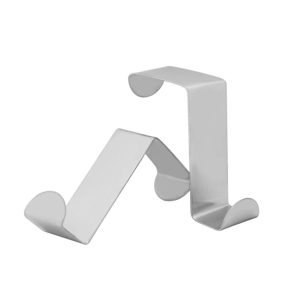 2Pcs New Cabinet Over Stainless Steel Door Hook Hanger Organizer Holder