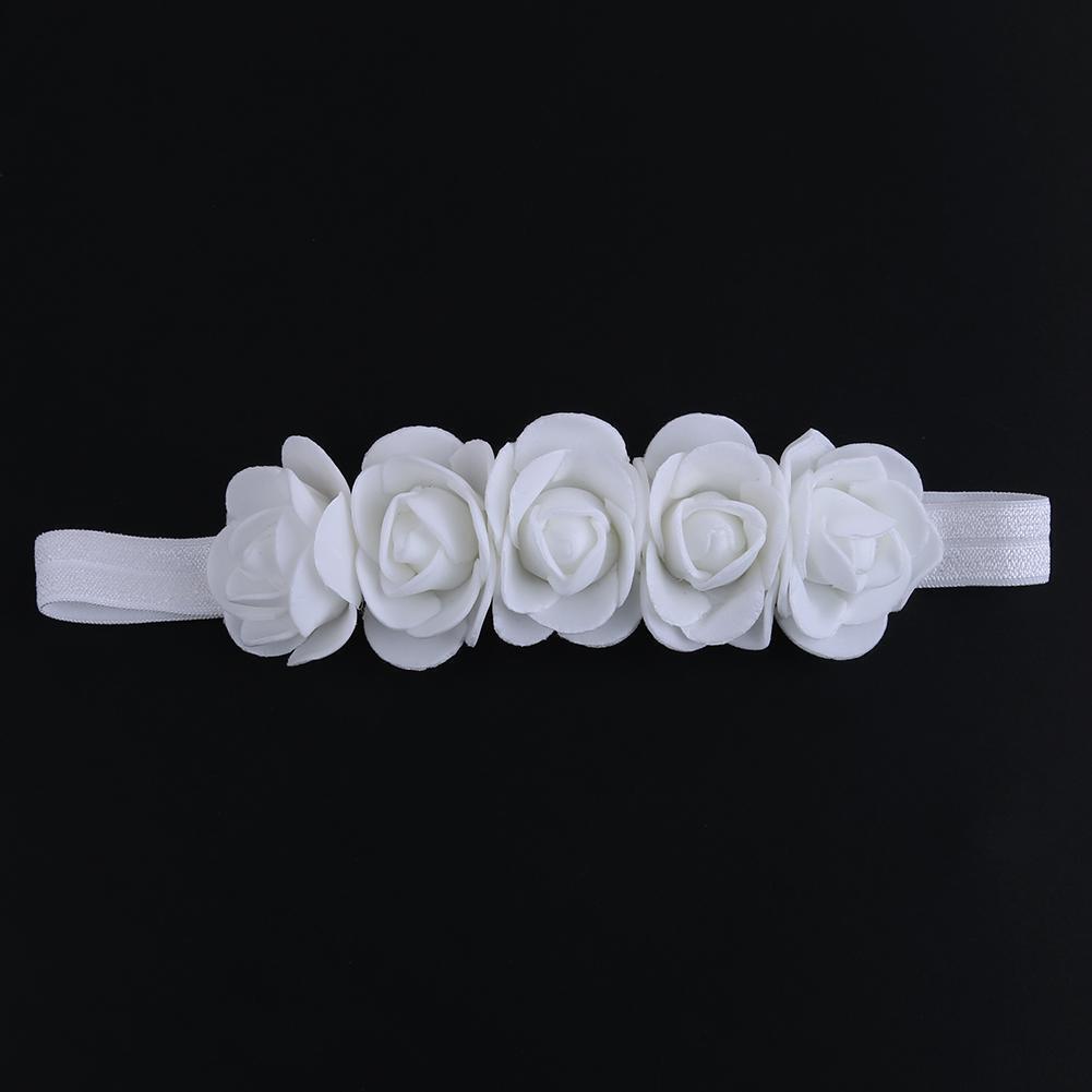 New Baby Flower Headband Ribbon Hair Bands Handmade DIY Headwear(White)