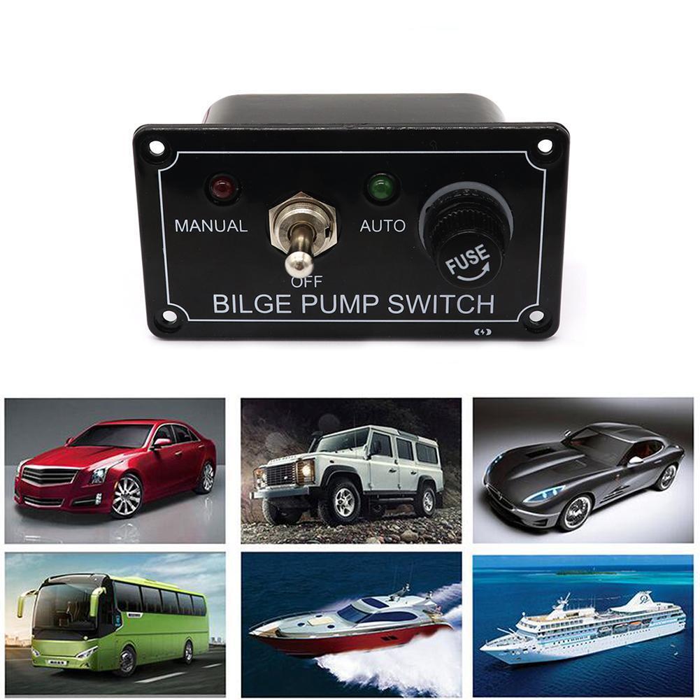 3 Way DC 12V Fused Marine Bilge Pump Switch Panel with LED Indicator Light