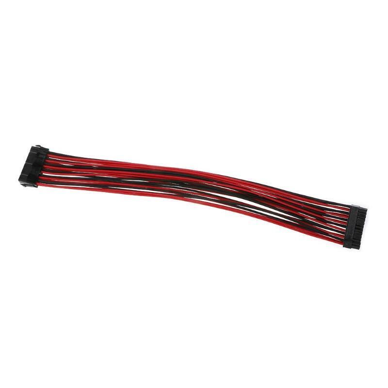 High quality 24Pin ATX EPS PSU Black & Red Single Sleeved Power Extension Cable