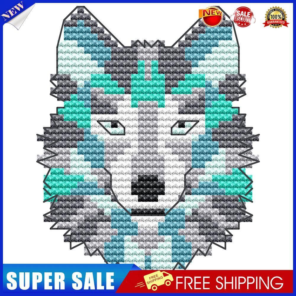 14CT Partial Cross Stitch Wolf Counted DIY Kits Handmade Cotton Embroidery
