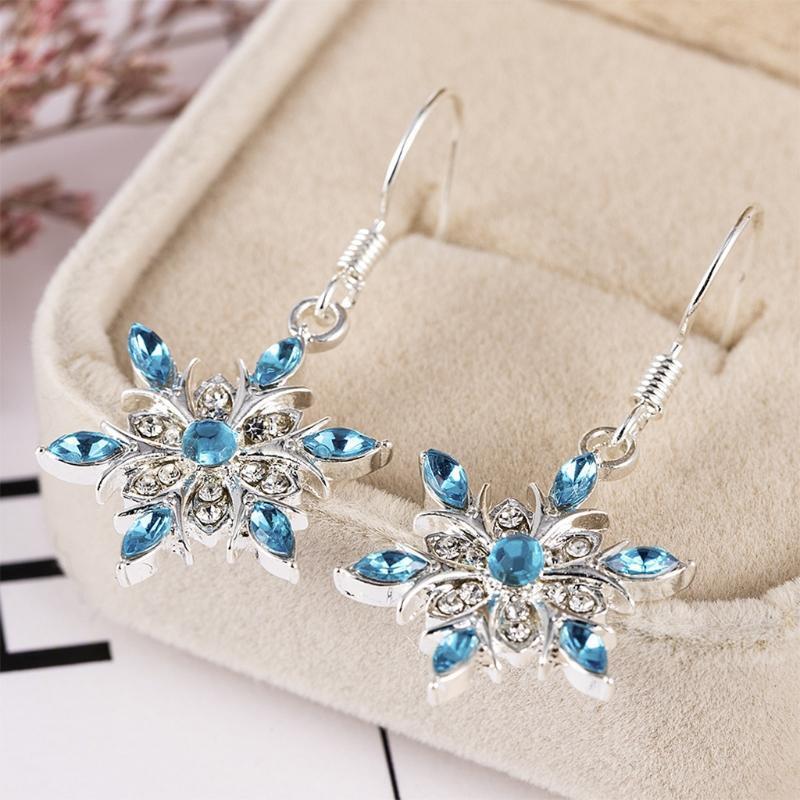 Fashion Snowflake Drop Earrings Crystal Pierced Hook Dangle Earring Jewelry Gift