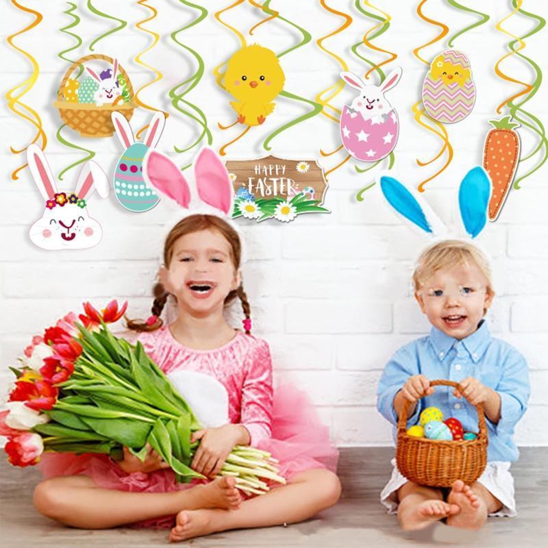 Easter Hanging Swirl Ornament Hanging Spiral Bunny Egg Chick Carrot Patterns