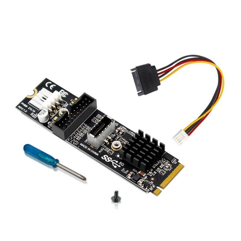 M.2 to USB Adapter, 19-Pin / 20pin USB3.1 Expansion Card with 4 Pin Power Port