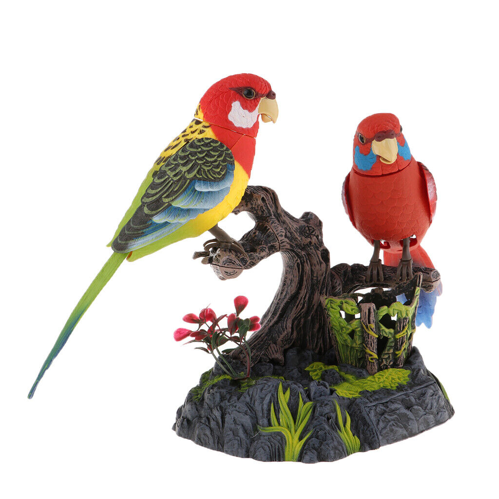 Dazzling  Singing Dancing Parrots Battery Operated Moving Chirping Birds