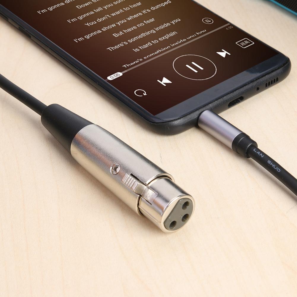1.5m XLR 3pin Female to 3.5mm TRS Male Audio Adapter Cable for Microphone