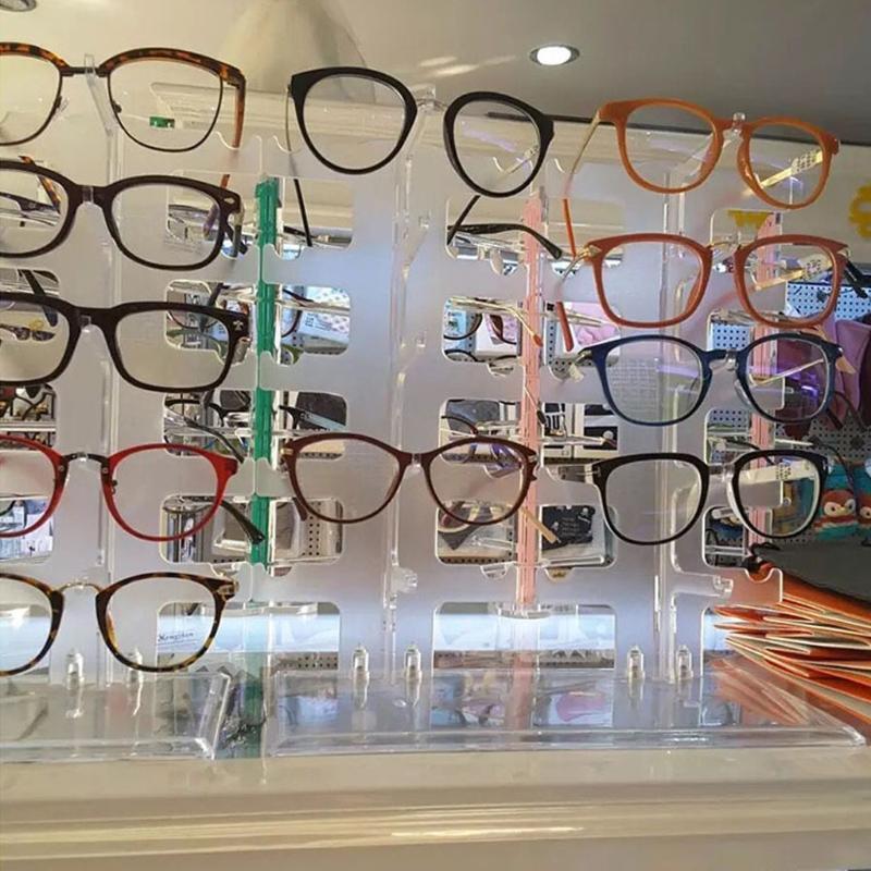 Two Row Sunglasses Rack 10 Pairs Glasses Holder Display Stand Transparent