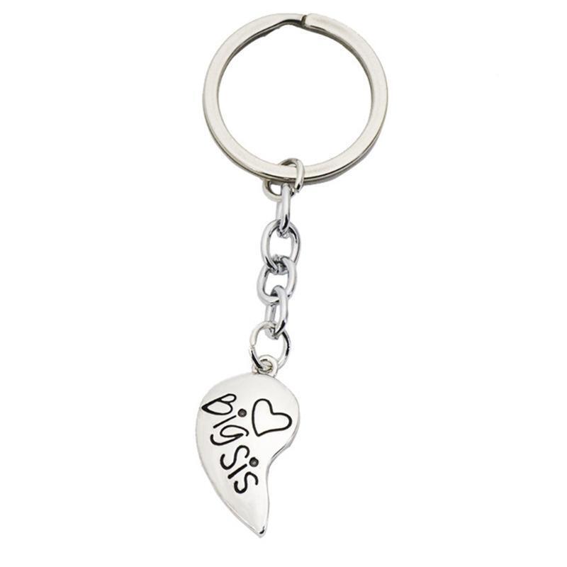 2 PCS Heart Broken Keyring Keychain Big Sis Little Sis for Sister Best Friends